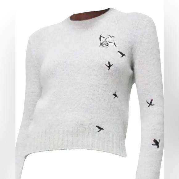 Loewe Light Gray/Blue Women´s Sweater with Bird Accents